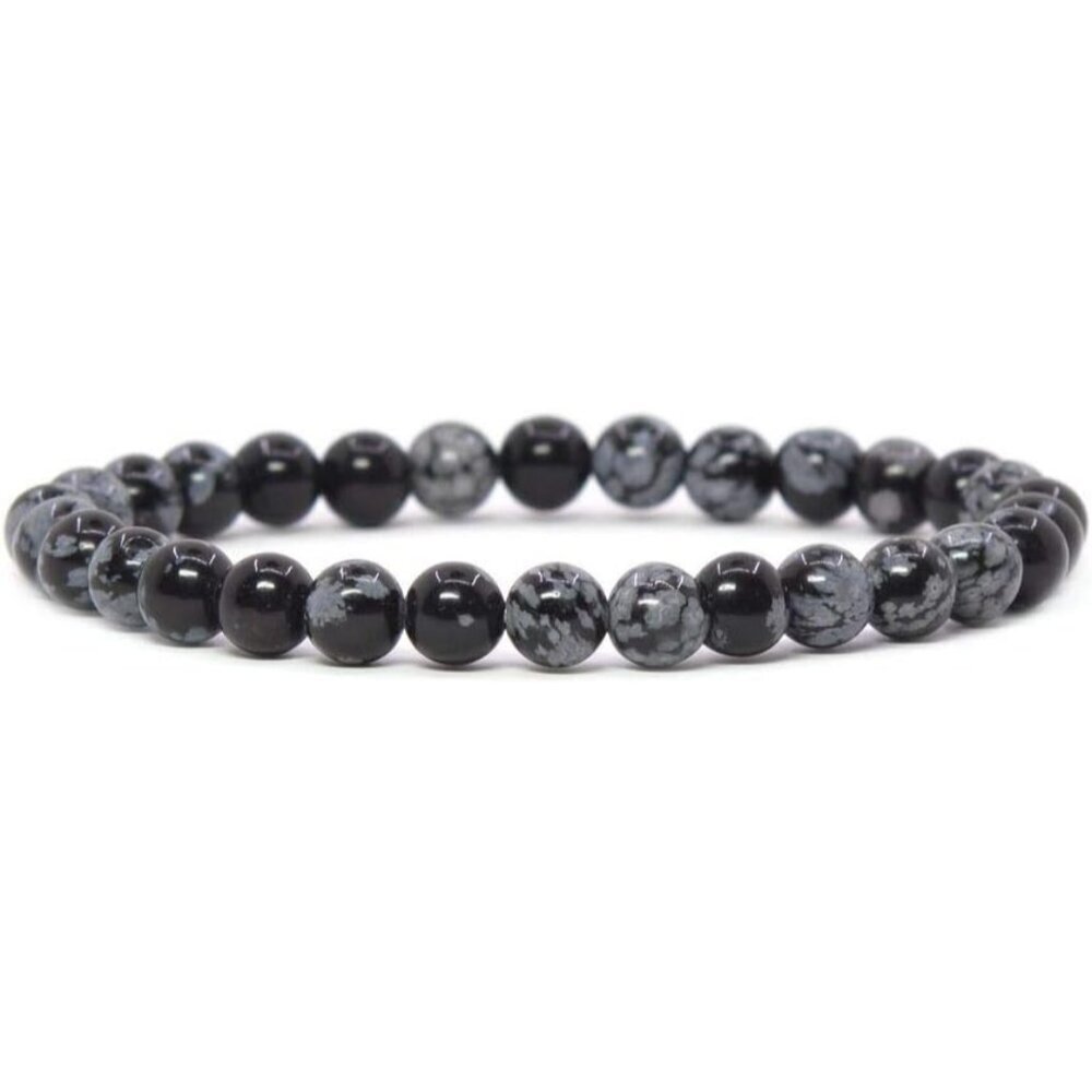 Gem Semi Precious Gemstone 6mm Round Beads Stretch Bracelet 6.5 Inch Unisex